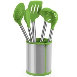 Bra Set de 5 utensilios de cocina A197011: bote porta utensilios, espátula, cuchara para pasta, cazo, espumadera y cucharón